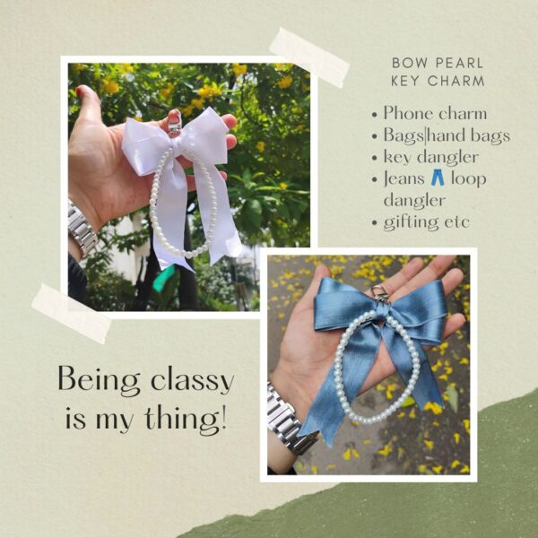 bow pearl key charm - Image 3