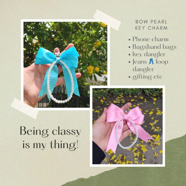 bow pearl key charm - Image 2